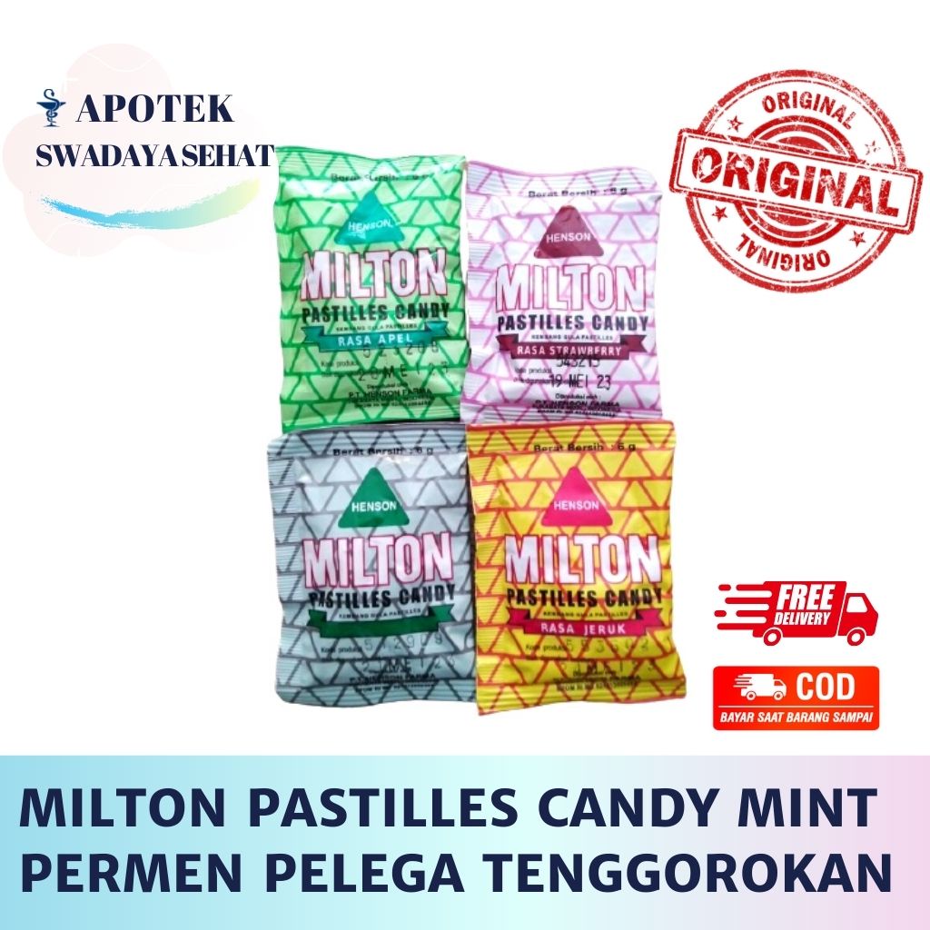 MILTON Pastilles Candy Permen Mint Sachet Random - Pelega Tenggorokan