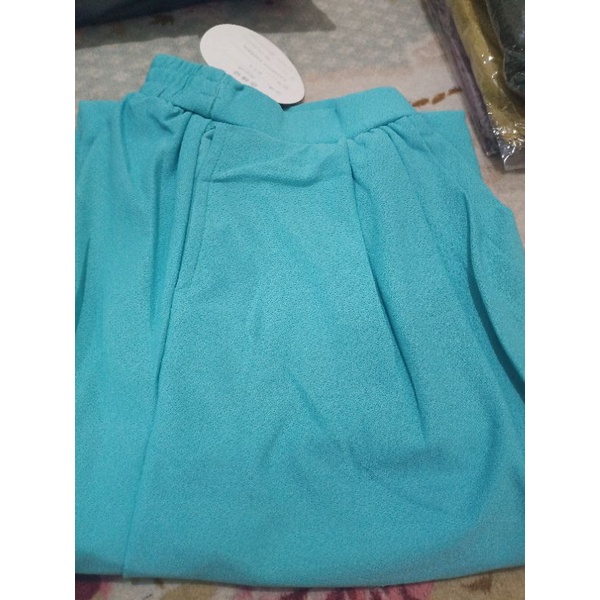 KULOT POLOS PREMIUM MODEL JATUH LURUS JUMBO  ALLSIZE MUAT S M L Xl  XXL-biru tosca