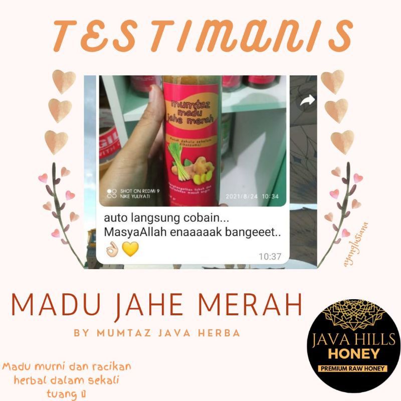 GRATIS SENDOK KAYU / MADU JAHE JAVAHILLS HONEY - Madu Murni Madu Jahe Merah Madu Herbal Madu Javahills