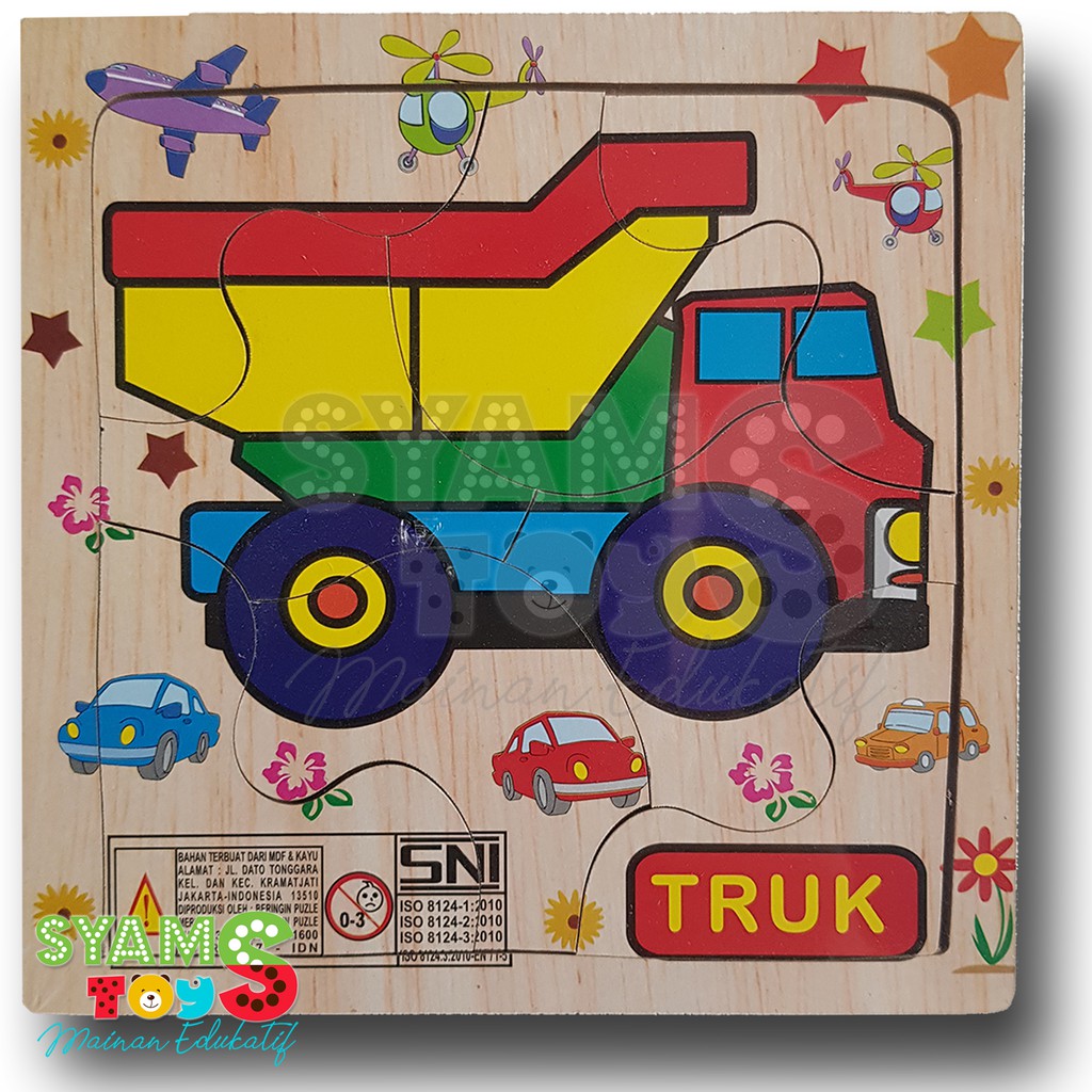 Mainan Edukasi Anak Puzzle Kayu Mobil Truk