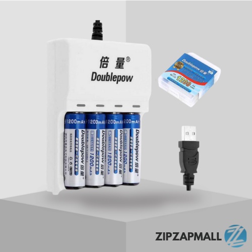 Charger Baterai 4 slot AA/AAA + 4 PCS AA 1200mAh / Charger Baterai AA Senter Ergenizer / Cas Batu Ba