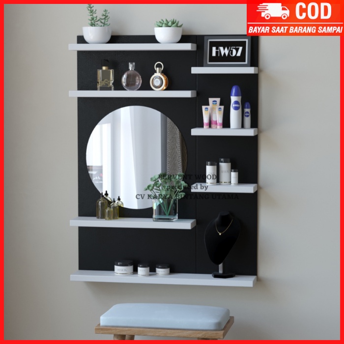 Rak Make Up/Rak Rias Gantung Kaca Minimalis Tempel Dinding-Rak Rias Dinding Cantik