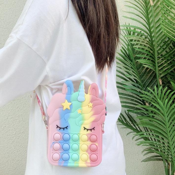 ♪ Tas Unicorn Anak Anak Pop it Sling Bag [INCLUDE TALI SLING] [BIG UNICORN SERIES] ➮