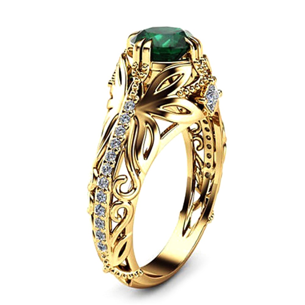 Hu Hu Hu Hu Hu Alat Bantu Pasang Kacamata♡ Cincin Antik Lapis Emas Dengan Batu Emerald Oval Untuk Wanitahadiah Valentine