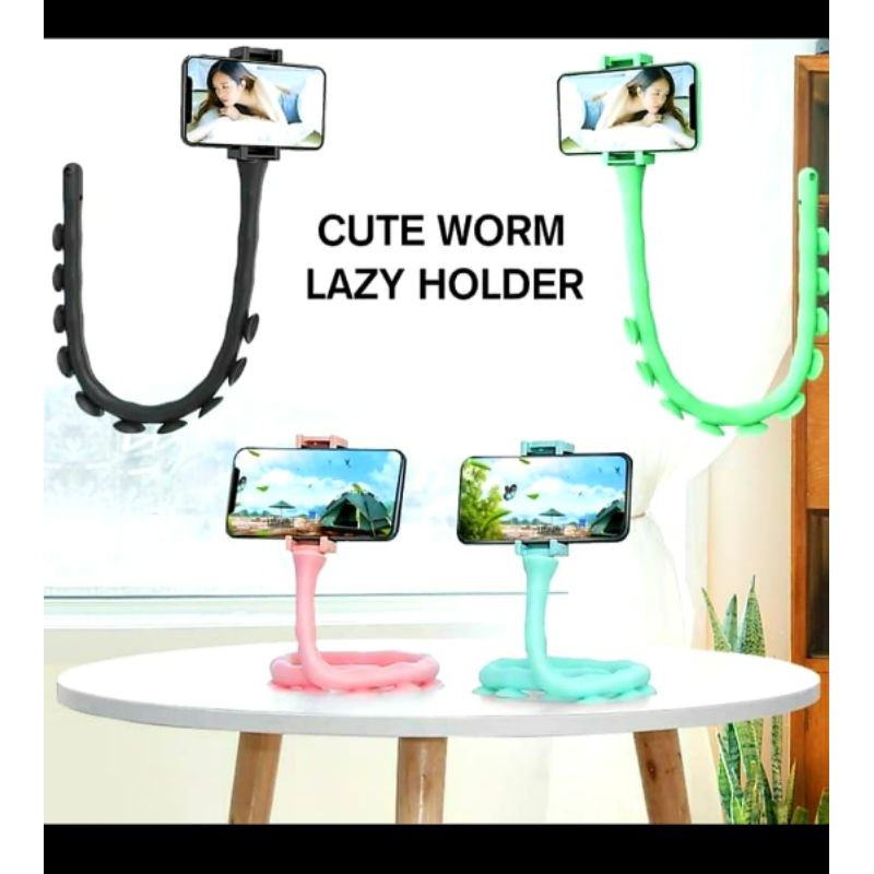 Cute Worm Lazy Holder Universal Mobile / Lazy Phone Holder 360 Rotating Flexible