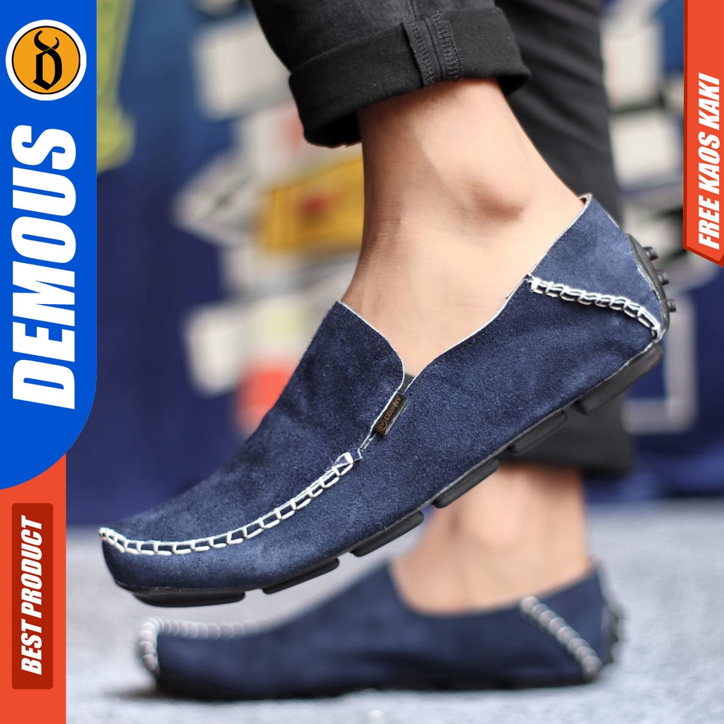 DEMOUS MOCCSUE Sepatu Slip On Casual Slop Kulit Asli