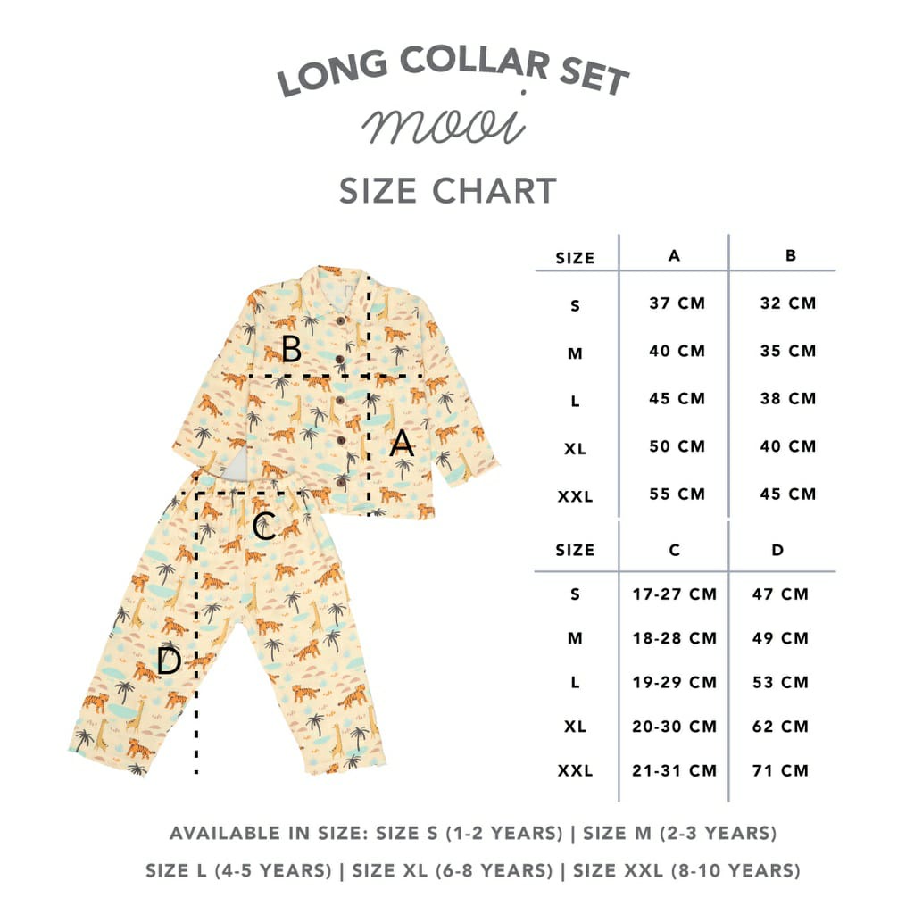 MOOI Long &amp; Short COLLAR SET Setelan Baju Pendek/ Baju Panjang Piyama
