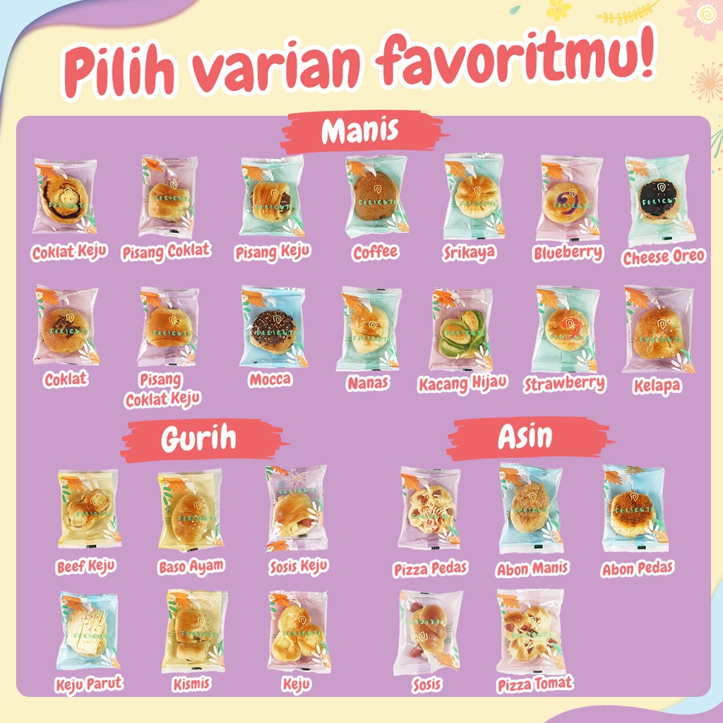 Roti Delicute Bun isi 24pcs Kemasan Box - Mix Rasa (tidak bisa pilih rasa)