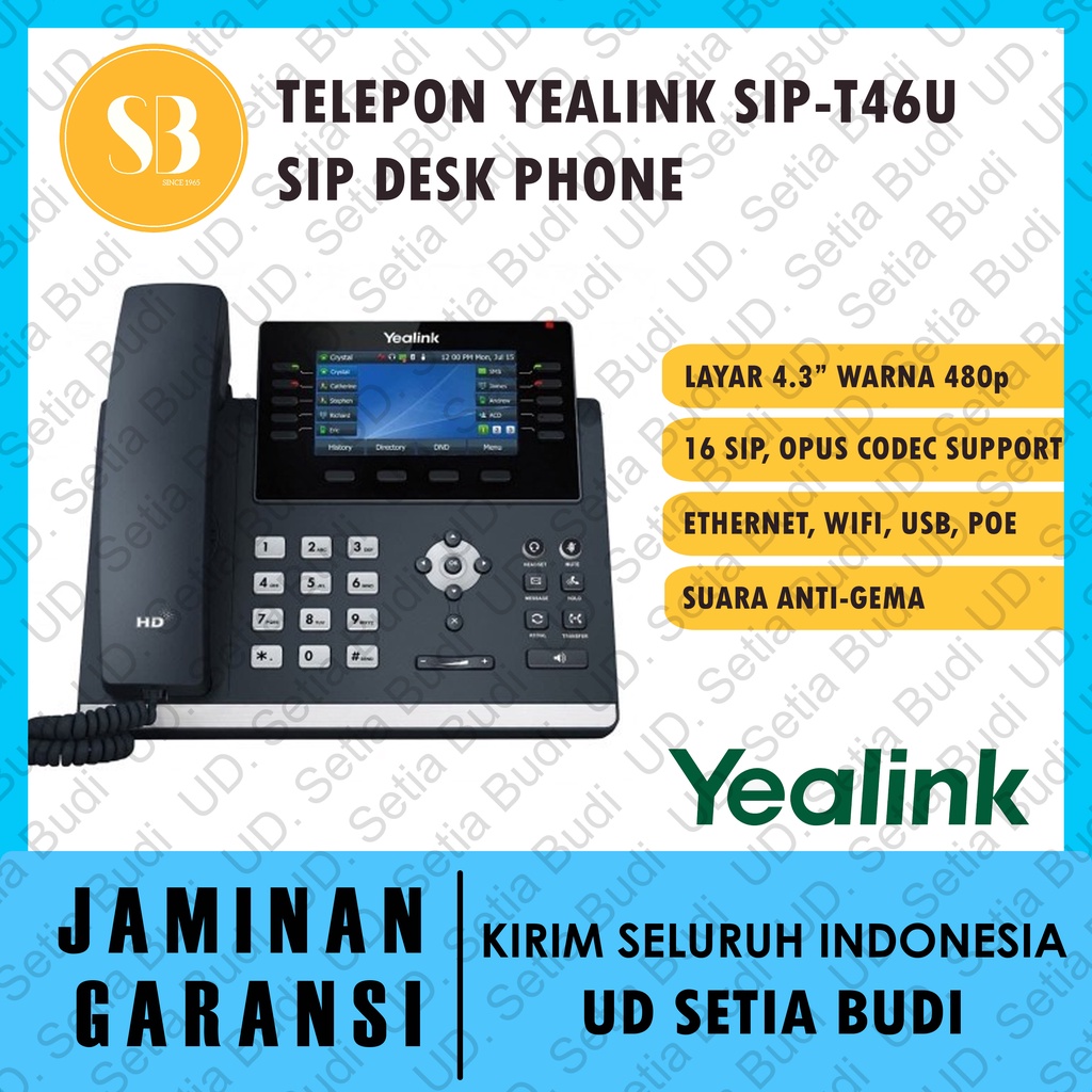 Telepon SIP Yealink SIP-T46U (16 Sip) T 46 U