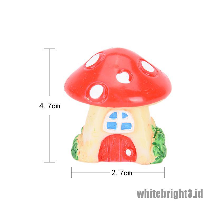 (white3) Miniatur Rumah Jamur Bahan Resin Untuk Dekorasi Fairy Garden