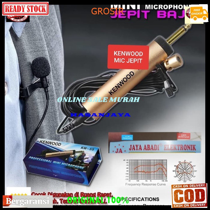 G64 Kenwood Mic Jepit kabel 8 meter Kancing kerah baju GE64 microphone Clip on klip tie Condensor sensitif aux mikrophone mik karaoke sound audio cable profesional pro vocal vokal system panggung dj studio YOUTUBER meeting pidato ceramah G64  Suara jernih