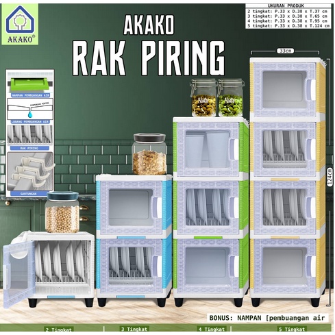 Jual Akako Rak Piring Dan Susun Plastik Pintu Transparan Mini Dish Rack Lemari Dapur