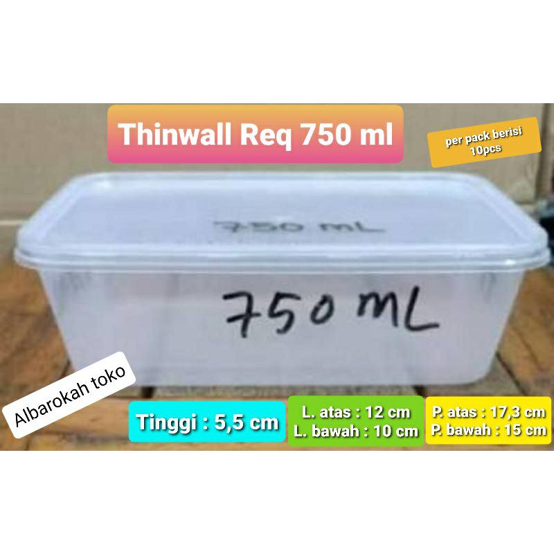 Thinwall Rectangle 750 ml / kotak makanan persegi panjang 750 ml / thinwall bening 750 ml