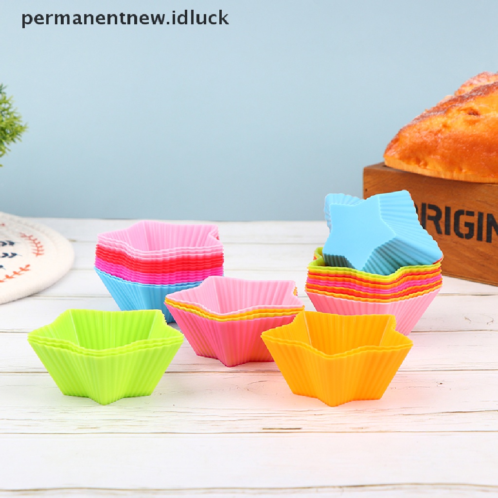 10 Pcs Cetakan Kue Bentuk Bintang Bahan Silikon