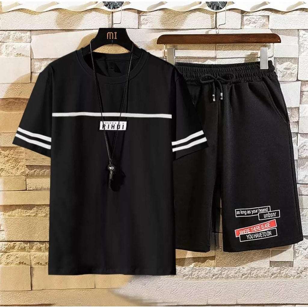 SETELAN size M|L,XL fashion bandung pakaian set pria setelan rihui-animos