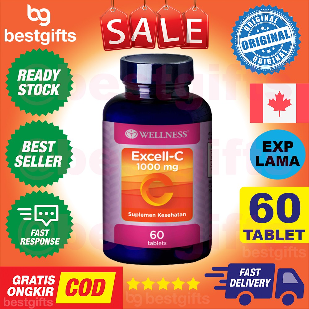 WELLNESS EXCELL C 1000 MG EXCEL VITAMIN C 1000MG ANTIVIRUS KOLAGEN DAYA TAHAN IMUN TUBUH 60 TABLET