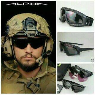 Kacamata Army Safety Google Alpha 2 Lensa Premium