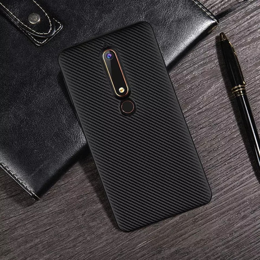 NOKIA 6.1 CASE NOKIA 6 2018 SLIM FIT CASE CARBON FIBER ANTI PANAS