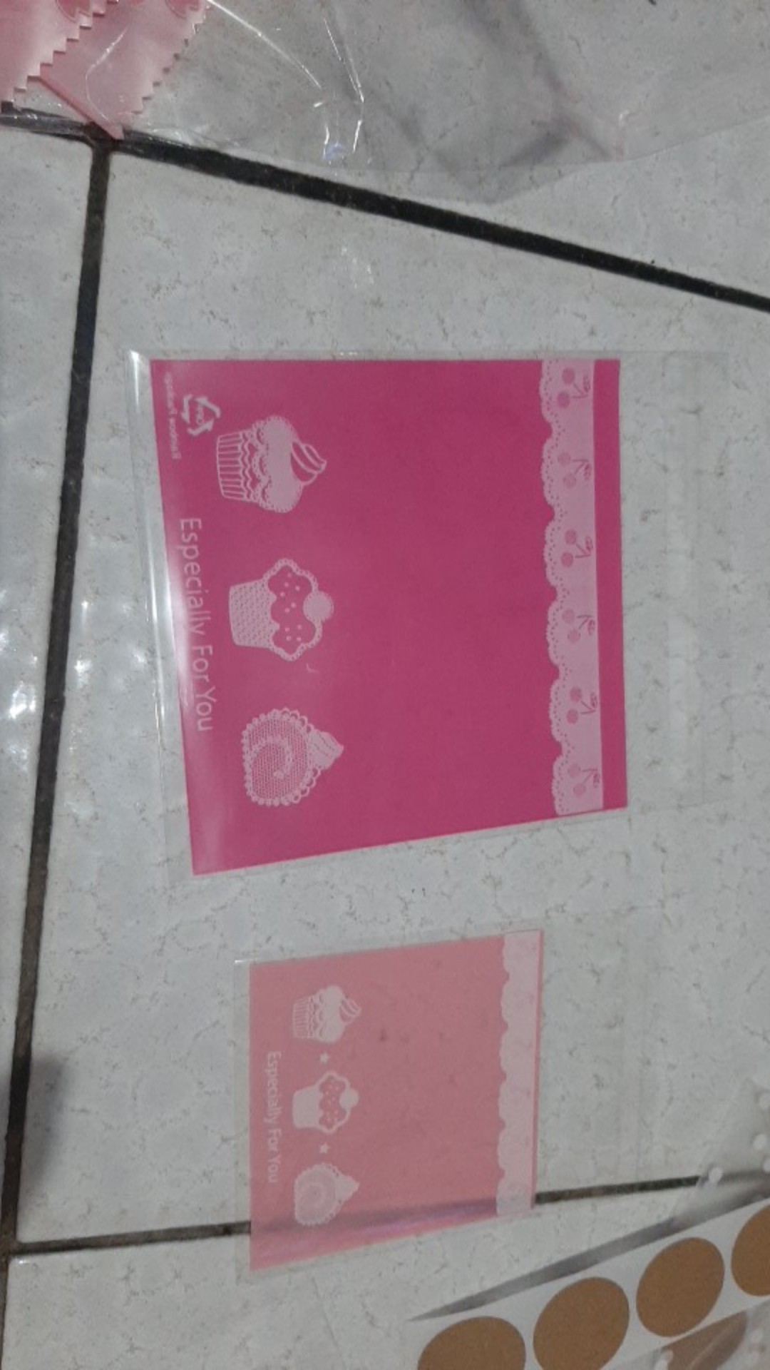 Plastik Kue Fancy Kemasan Bungkus Wrap Bolu Gulung Cake Cookies Bag Opp Motif Cupcake Pink 7x7 10x10