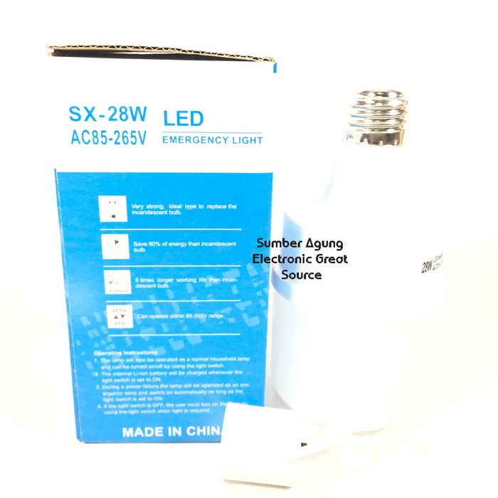 Lampu LED AC DC Emergency Otomatis Nyala Saat Mati Lampu SX28 SX28W Merk SX