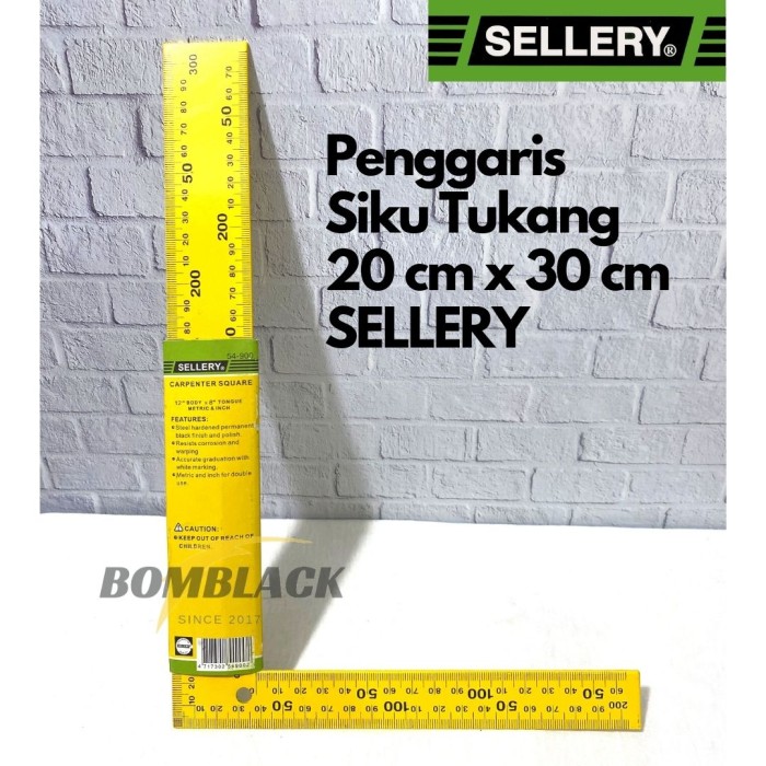 SELLERY Penggaris Siku Tukang 20cm x 30cm Bangunan Alat Ukur Sudut