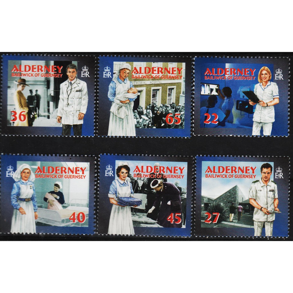 

Perangko Filateli A5-144 Alderney MNH 6v 26.04.2001 health Service s