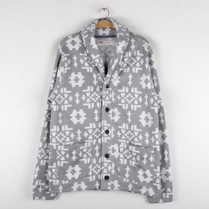 levi's men's reverve geometric fleece cardigan