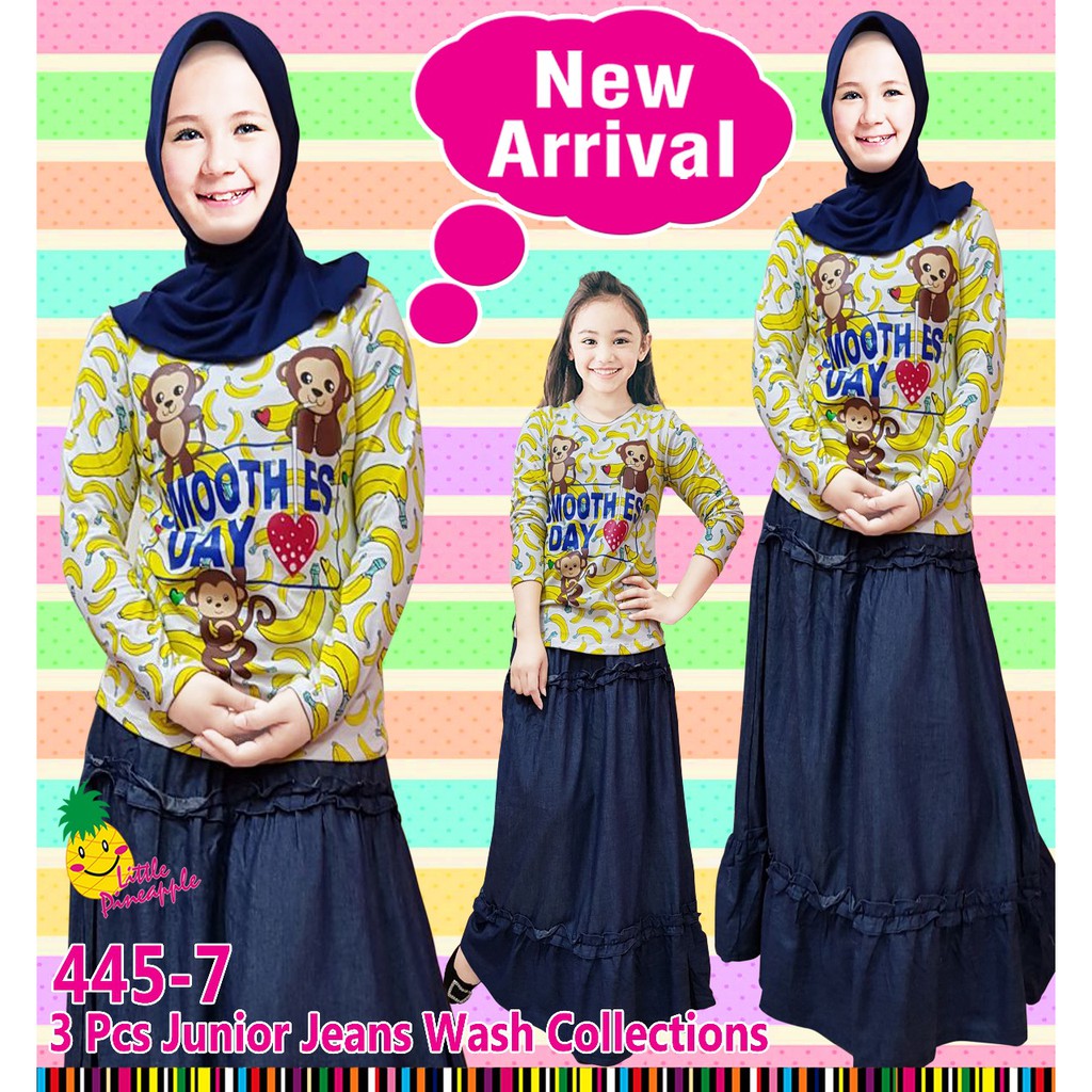 SETELAN BAJU  ANAK  BANANA LITTLE  PINEAPPLE  ROK HIJAB 