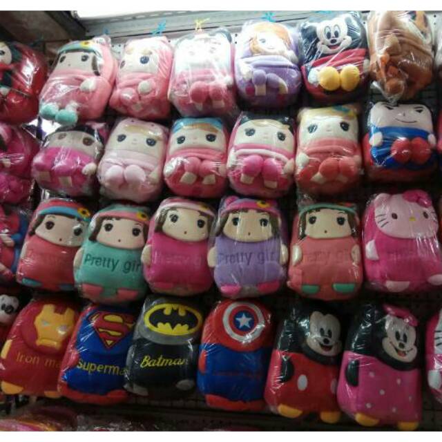 Tas ransel anak boneka kapten superman batman ironman mickey minnie hello Kitty sekolah paud baby ka