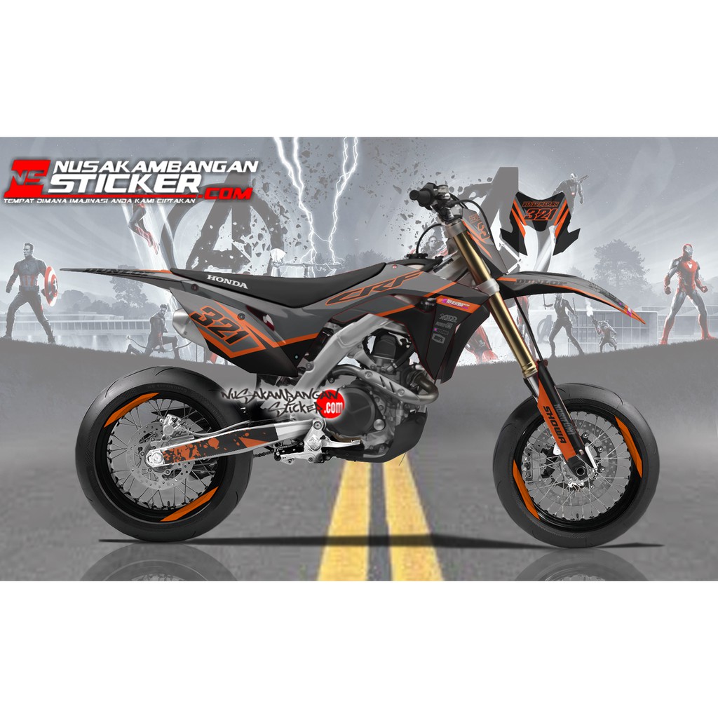 Decal sticker CRF 150 L abu abu oren  Stiker Full Body