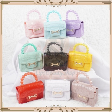 Tas Jelly Glossy Mini Mutiara Croco Magnet | Tas Jelly Mini Rubber Mutiara