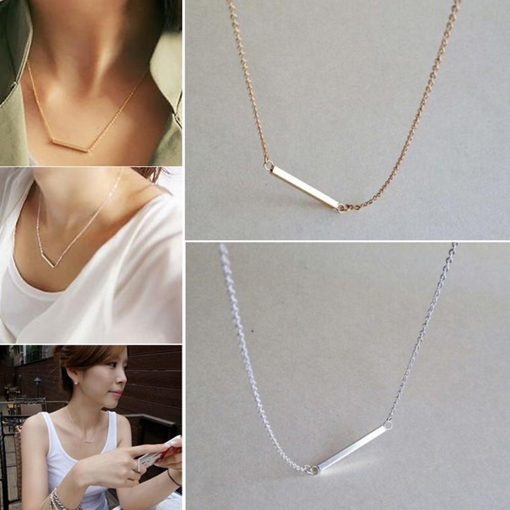 R-flower Bone Necklace Noble Bar Silver &amp; Gold Stik Horizontal