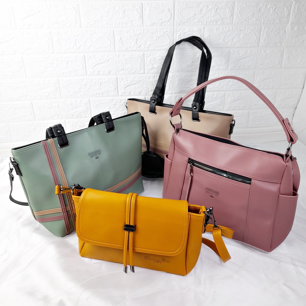 Tas Tote Selempang Bahu Tenteng Shoulder Bag Wanita Polos Leather Kulit Sintetis KT079 KT080 KT081 KT082