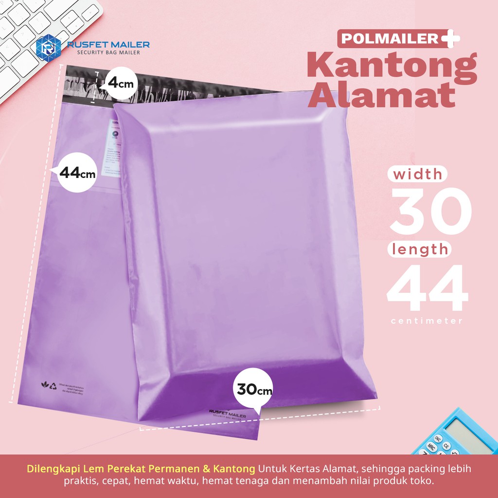 

AMPLOP PLASTIK POLYMAILER POLIMAILER PACKING ONLINE SHOP LIGHT PURPLE PER PACK 30X44