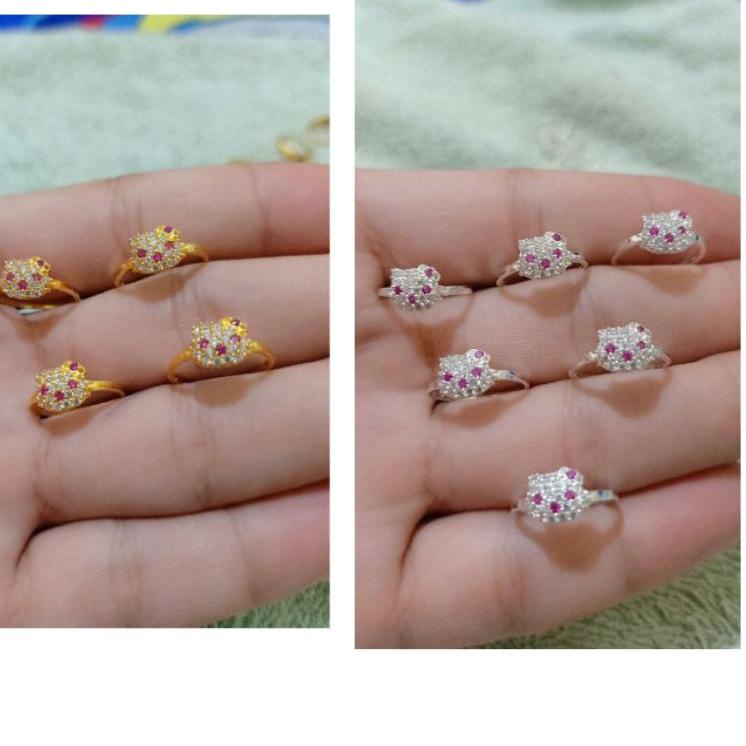 Sangat Nyaman.. CINCIN ANAK HELLO KITTY PERAK 925 LAPIS MAS