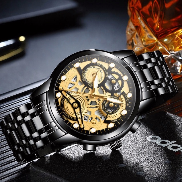 Aokeyo 4088 Jam Tangan Pria Anti Air Original Luxury Stainless Steel（Free BOX+Kartu）-3