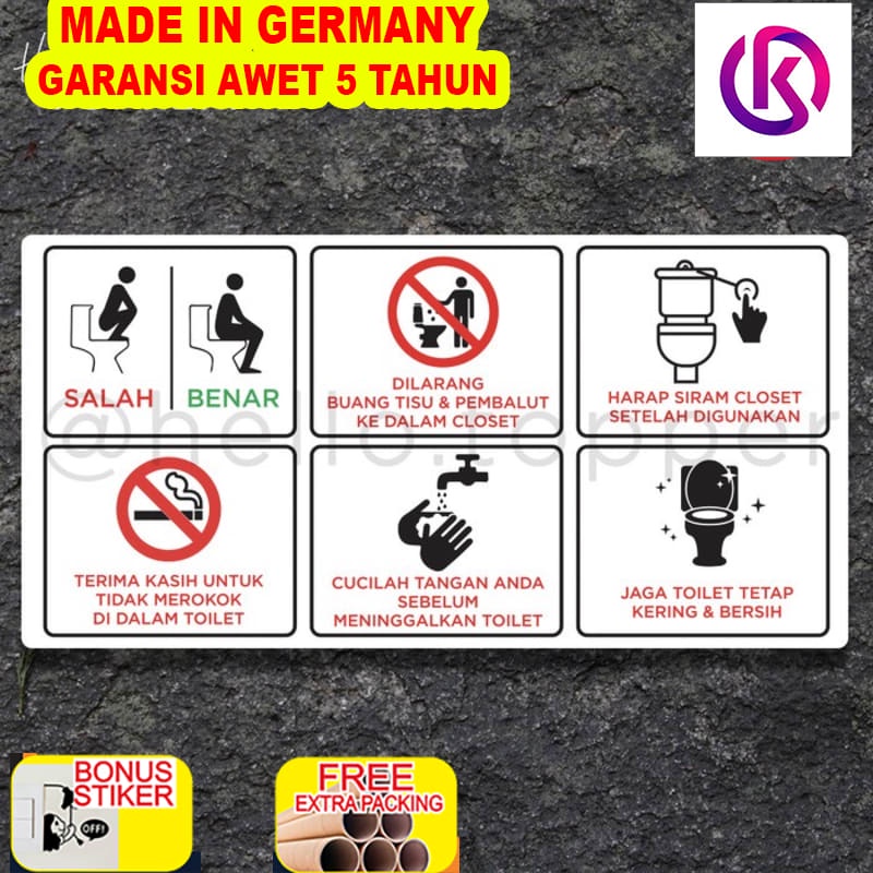 

Terlaris Sign Peraturan 30x15 WC Aturan Toilet Acrylic Putih Sign Board Akrilik