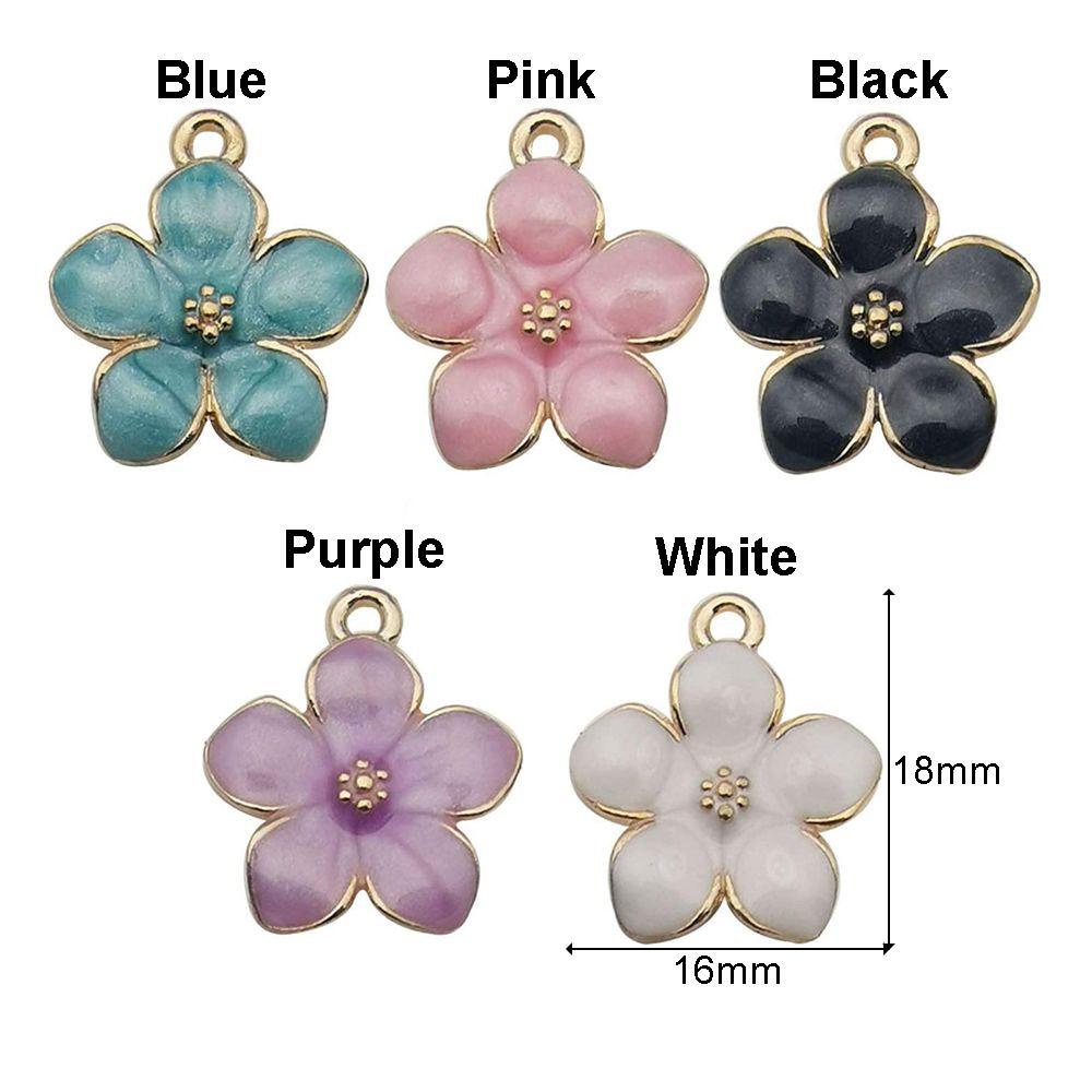 Lily 10 Pcs Enamel Bunga Charms DIY Aksesoris Anting Gelang Handmade Sakura Liontin