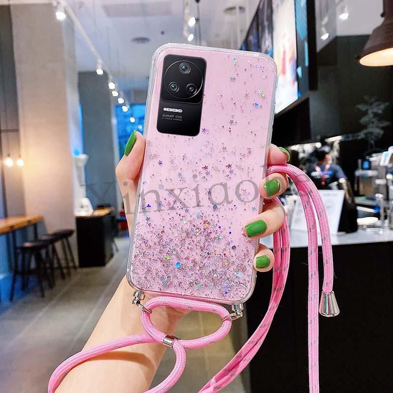 Case Tali Nagita Xiaomi Poco F4 Lanyard Glitter Gantungan