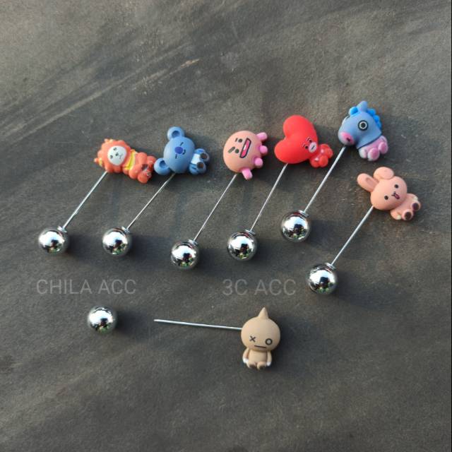 TUSPIN Bros Pin BTS BT21 karakter peniti Hijab jilbab wanita Fashion Idol K-Pop Korea KPOP