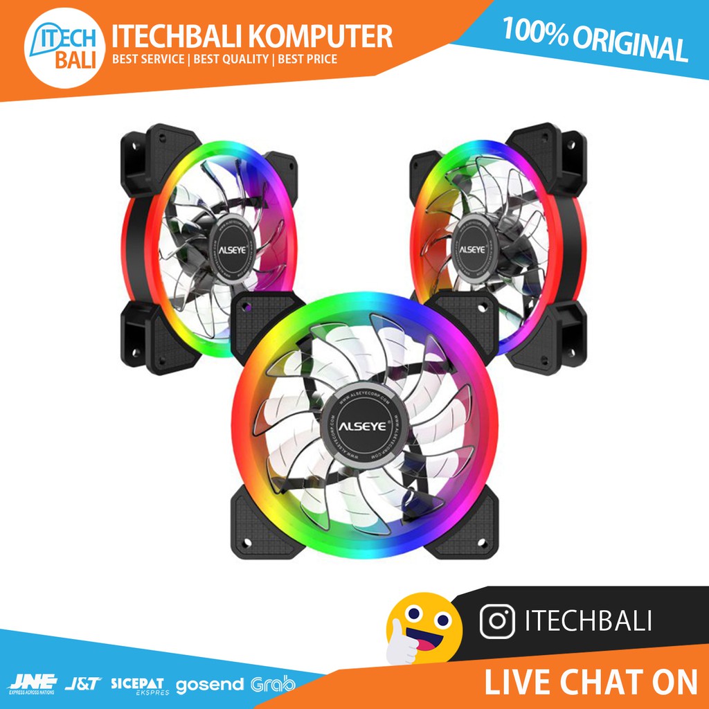 Fan ALSEYE D-RINGER 12cm with 15 LED Auto RGB | ITECHBALI