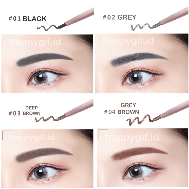 LAMEILA Pensil Alis Eyebrow 2 in 1 Kepala Ganda 7 Warna Lilac Ungu Muda LA025 752