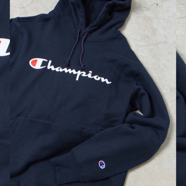 Jaket champion original /hoodie champion hitam fleece tebal