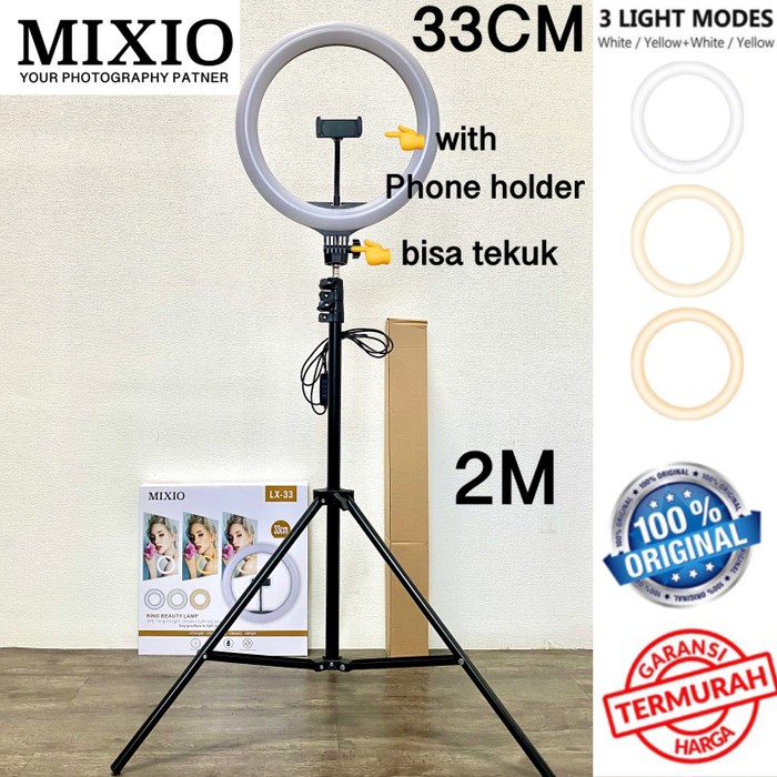 mixio ring light led 33cm lampu 33 cm make up lampu ringlight tripod 55cm 1 1m 1 6m 2 1m live