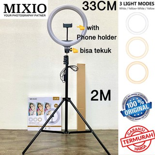 MIXIO RING LIGHT LED 33CM Lampu 33 cm Make Up Lampu Ringlight Tripod 55cm 1.1m 1.6m 2.1m live