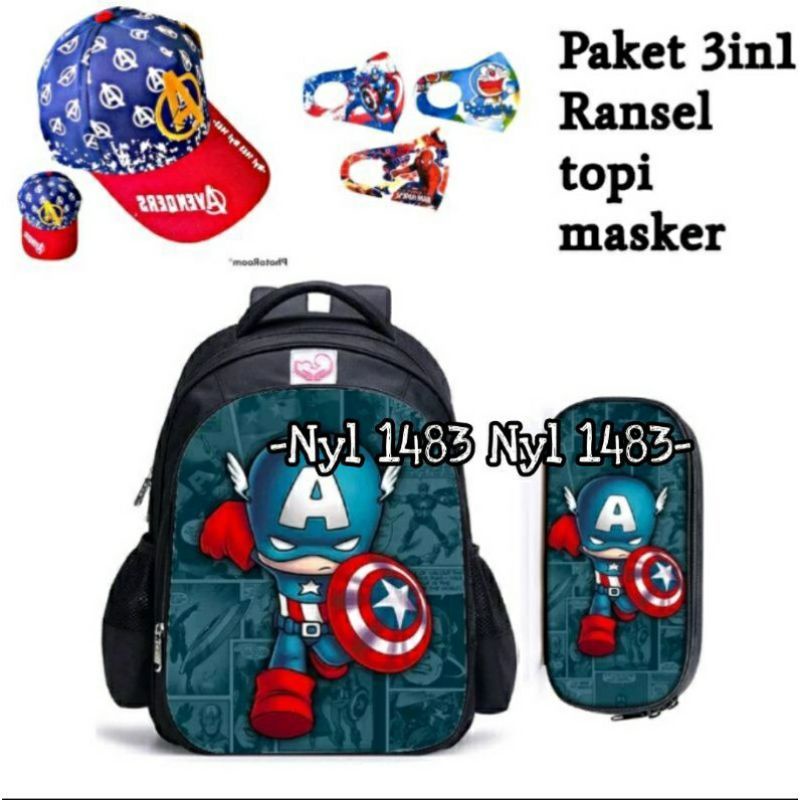 COD | Paket Hemat Tas ransel anak sekolah laki laki TK-SD / free tempat pensil dan jam tangan GShock