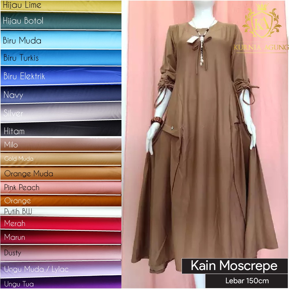 Kain Moscrepe bahan Moscrepe per 0.5 Meter dan perMeter Bahan Adem Gamis Kurnia Agung