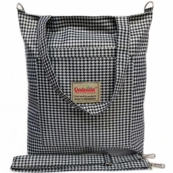 TOTE BAG KOREA / TAS KANVAS / TAS SELEMPANG - Hitam