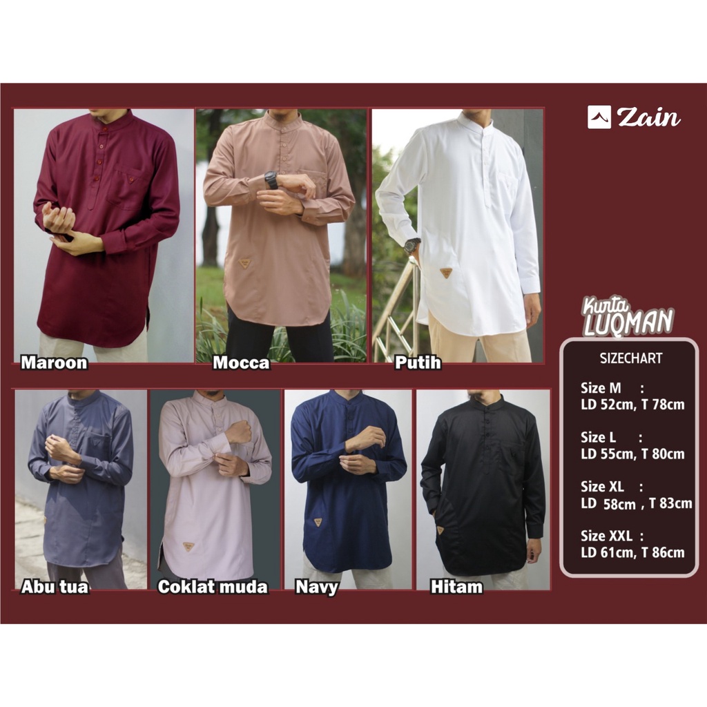 Kurta Luqman, lengan panjang, By Zain sunnah clothing