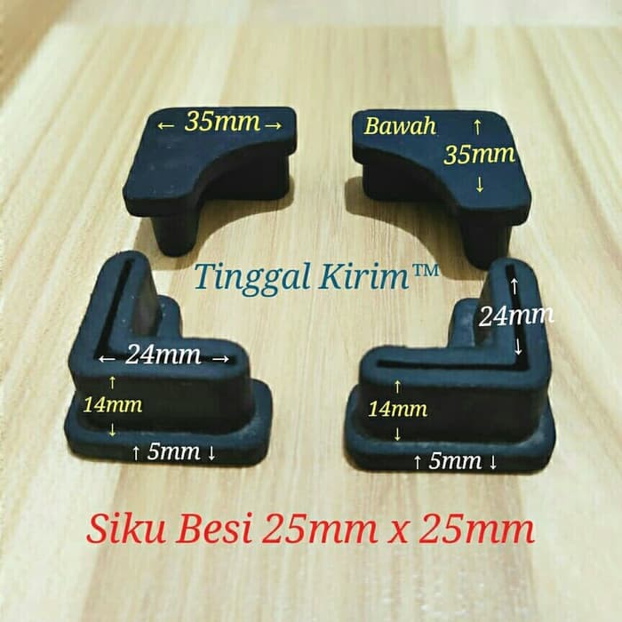 Karet kaki siku 2.5 x 2.5 cm. Karet siku besi 25 mm x 25 mm